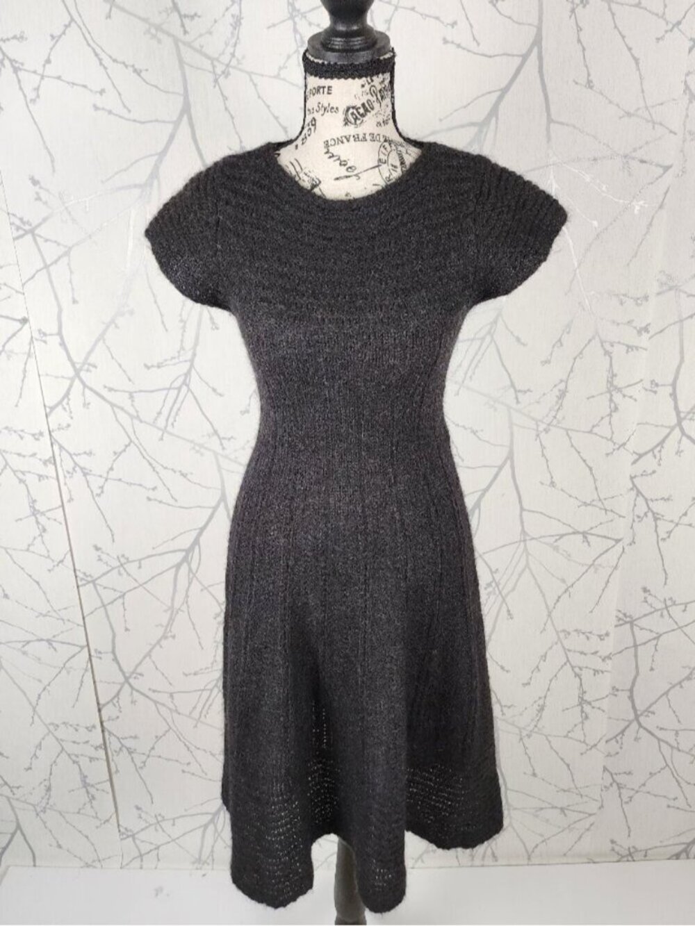 Stile Benetton Gray Wool Mohair Blend Knit Midi Sweater Dress